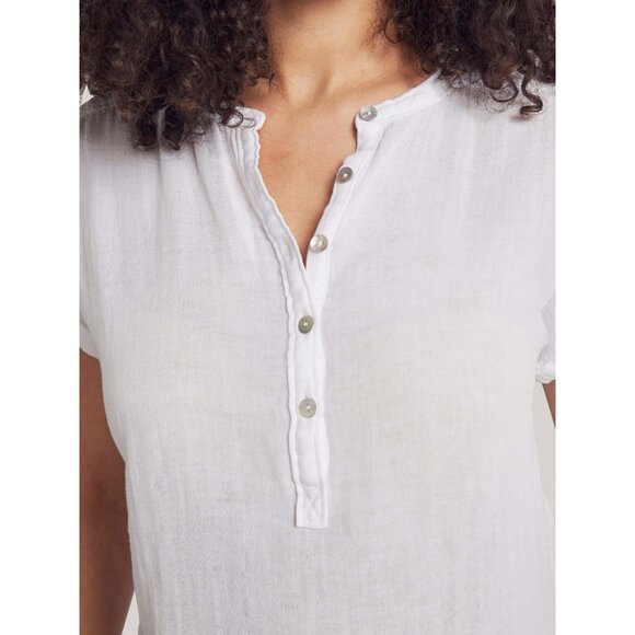 Faherty Dream Cotton Gauze Desmond Top White Size M Boho Coastal - Picture 3 of 10